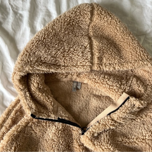 ASOS Oversized Tan Plush Teddy Hoodie Dress - Picture 5 of 7